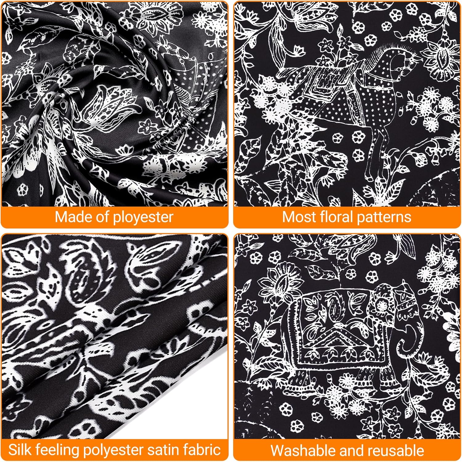 53” Large Head Scarf for Women - Silk Satin Scarf for Hair Wrapping at Night Bandana Square Scarf for Sleeping - Image 2