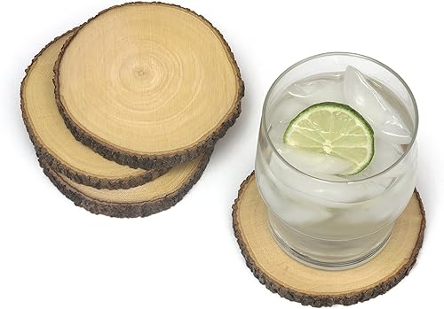 Vista 9 de Lipper International Posavasos redondos y organizador de madera de grano final de acacia, juego de 7 piezas Acacia - Grano final