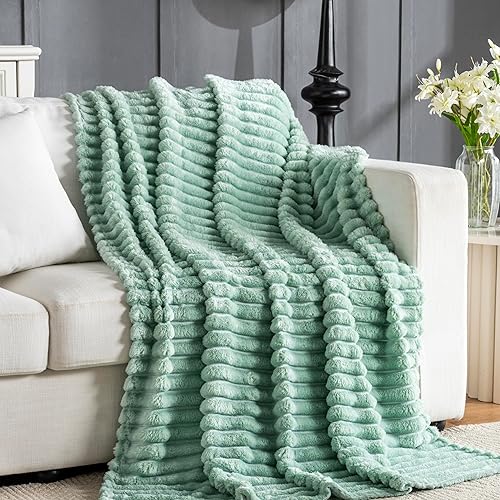 Miniatura 19 de Manta de Tiro de Piel Sintética Color Hueso para Sofá, Manta Suave y Esponjosa de Burbujas para Cama y Sofá, Manta Gruesa y Cálida de Felpa Difusa