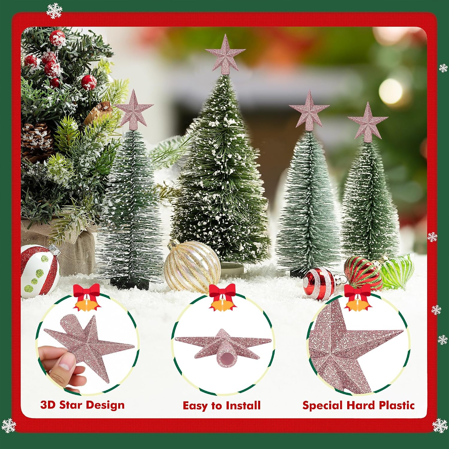 Mini Christmas Tree Topper Star, Rose Gold 1.77" Christmas Tree Topper image 3