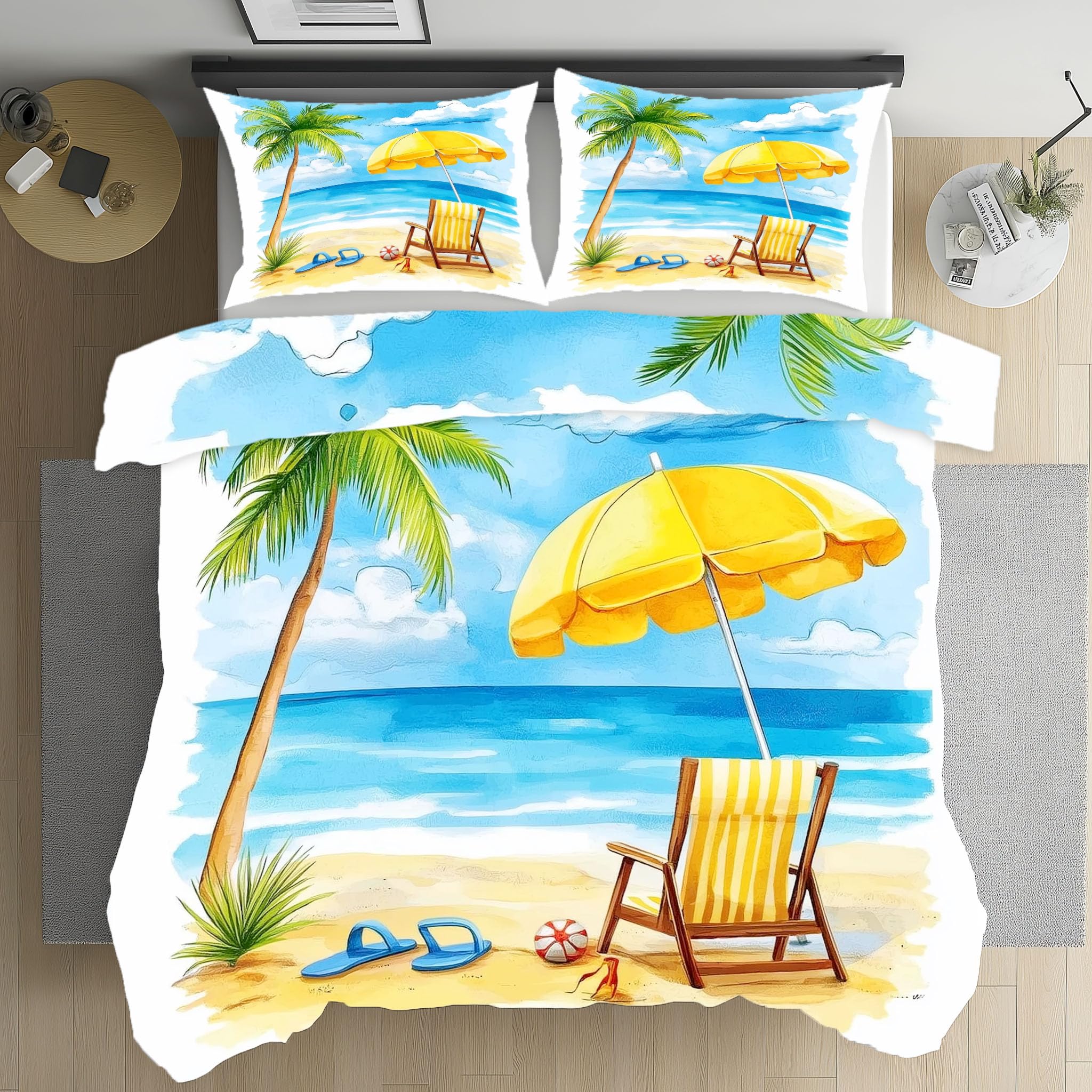 Housse de couette fermeture éclair 240x260 en microfibre douce et résistante sur thème mer