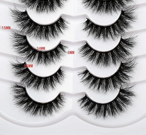 Miniatura 122 de Pooplunch Pestañas postizas de pelo de visón sintético, estilo de ojo de gato, paquete de pestañas postizas naturales esponjosas, paquete múltiple