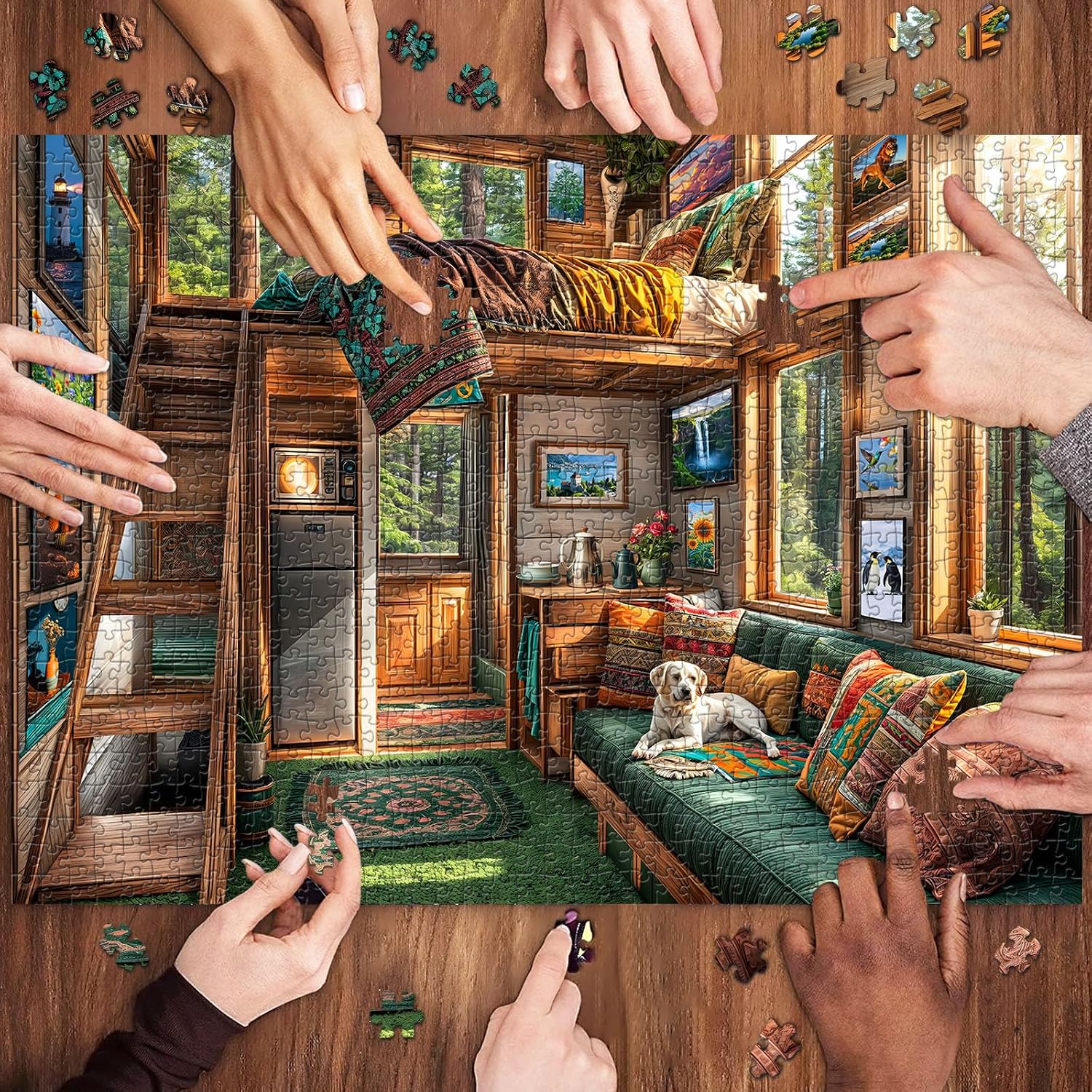 Forest House Puzzles for Adults 1000 Pieces, Letters on Back, Hard Difficult Challenging, Precise Interlocking Pieces, Home Wall Decoration & Ideal Gift