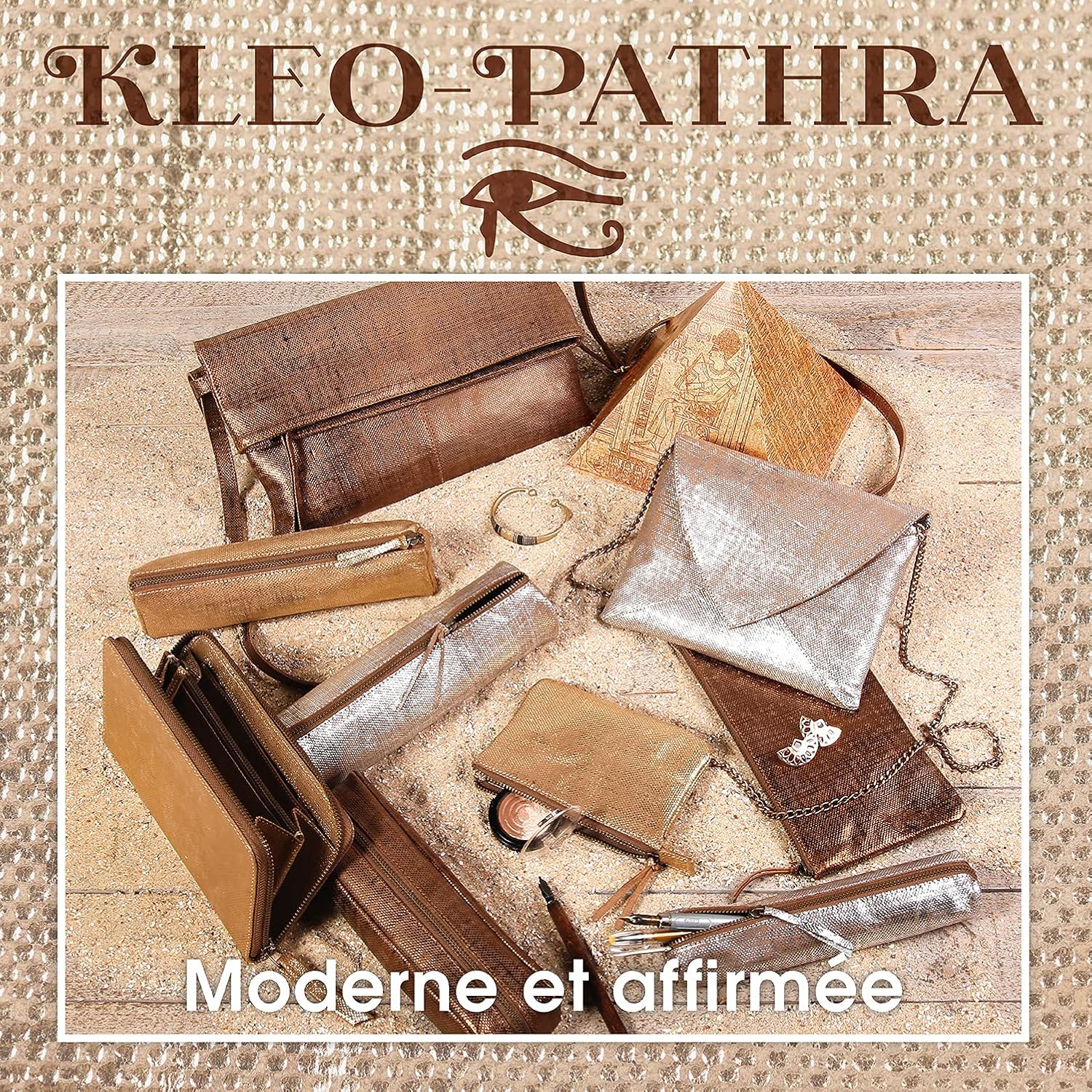 Clairefontaine 410033C - 'Kleo-Pathra' Leather Round Pencil Case 5.5x22cm - Bronze - Image 4