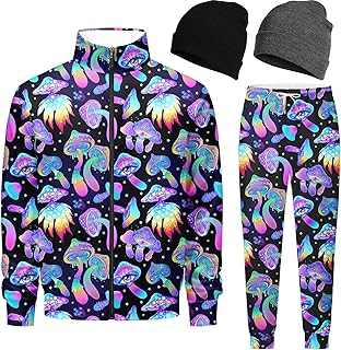 Nosirhoc Men's Tracksuits Sweatsuits 90s 80s outfit for men Athletic Full Zip Sports Sets with 2 knit Cuffed Beanie