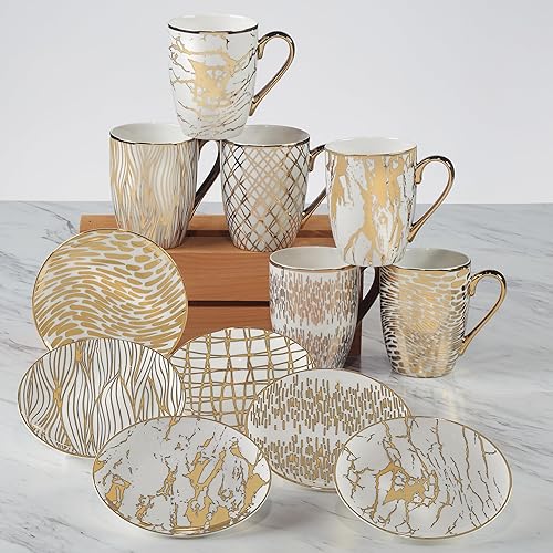 Miniatura 8 de Certified International Matric Matrix Gold - Juego de 6 platos para almuerzocanapé de 6 pulgadas, varios diseños, multicolor