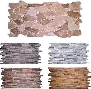 10pcs (53sqft) 3D Wall Panels, Faux Stone for Interior Decor: Perfect for Kitchen Backsplash Bathrooms, Living Rooms, Offices (Cladding Sandstone)