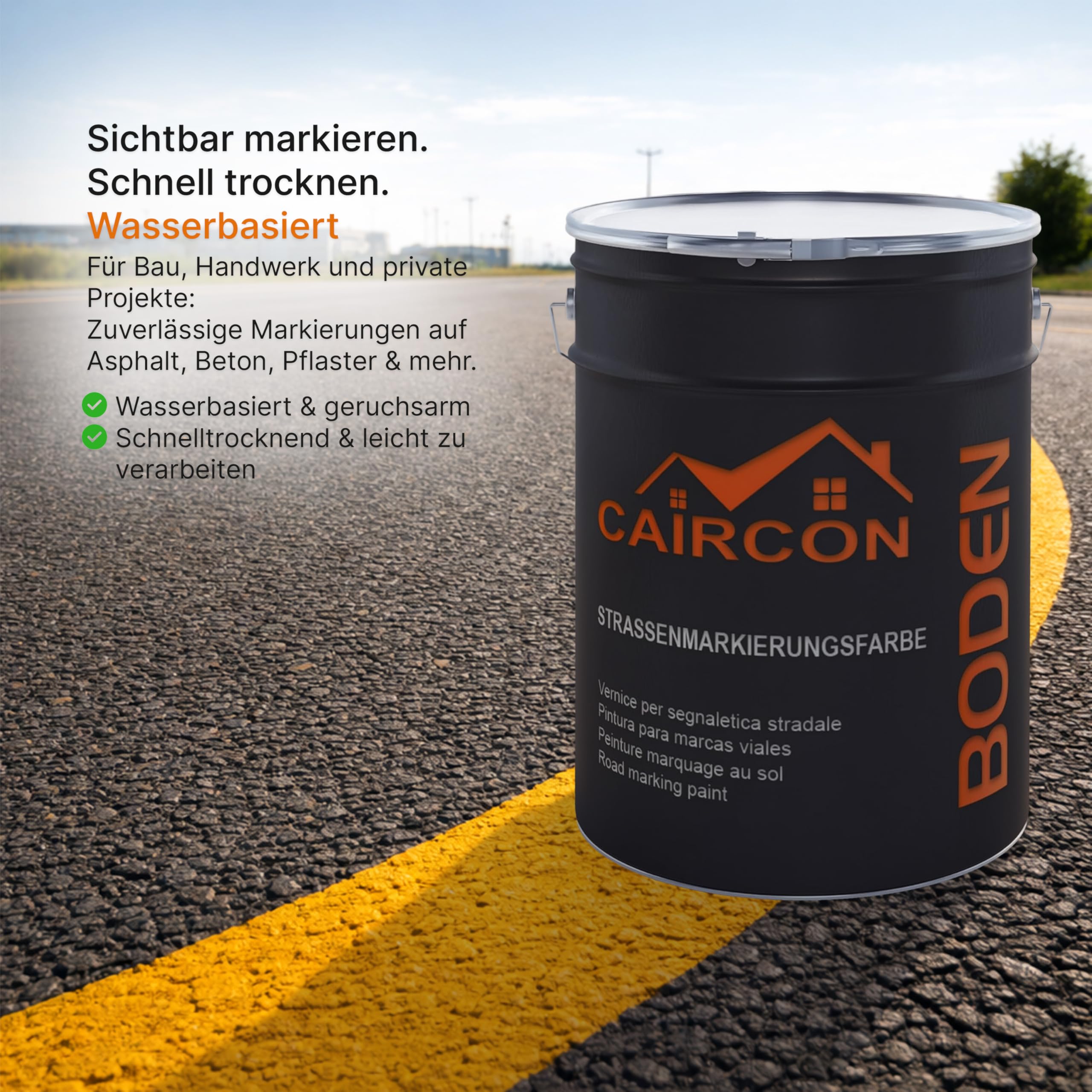 CAIRCON Markierungsfarbe Parkplatzfarbe Straßenmarkierungsfarbe WEISS - 750ml