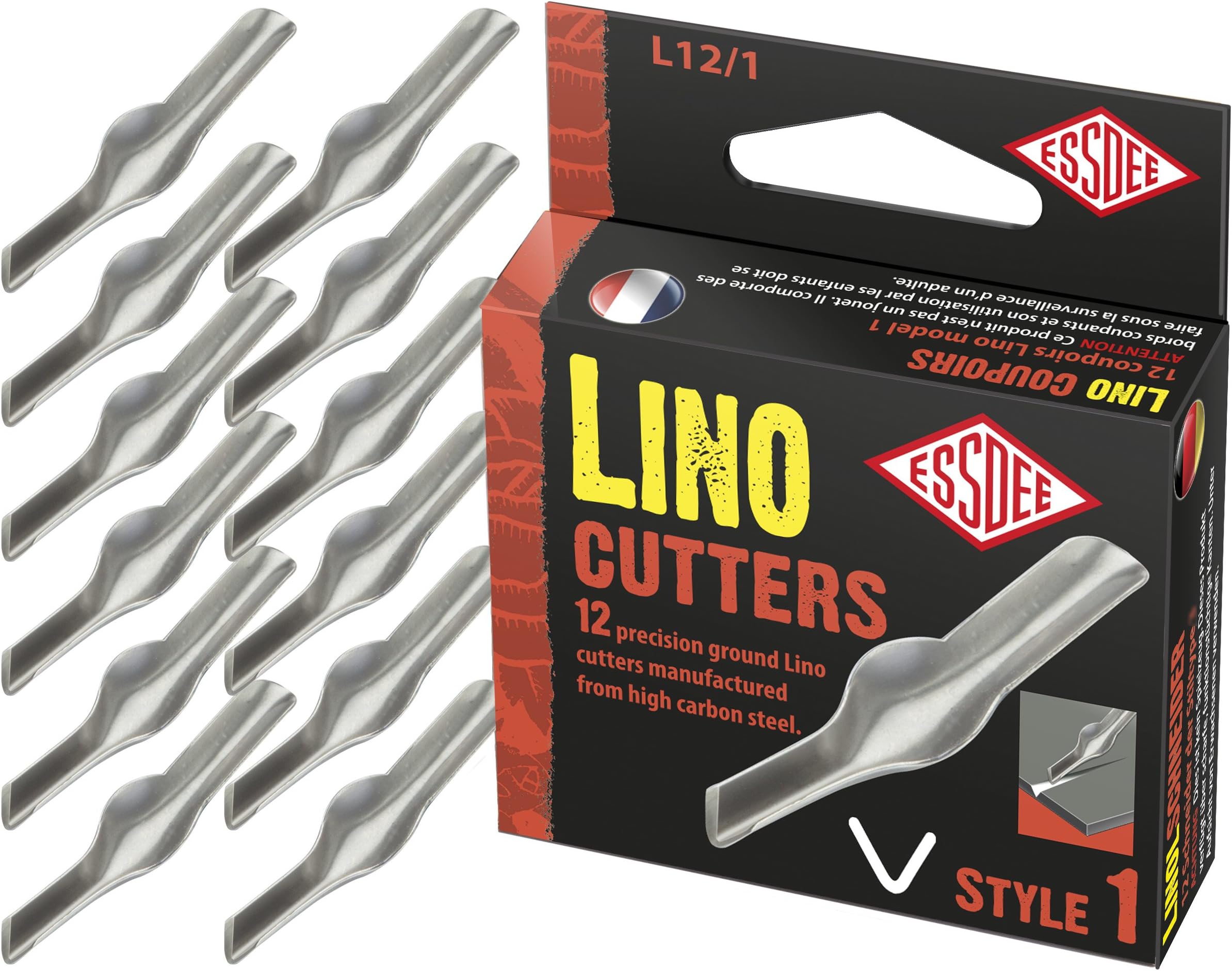Educational Arts 71040001 L12/1 Lino Cutter Number 1, Pack of 12, Silver