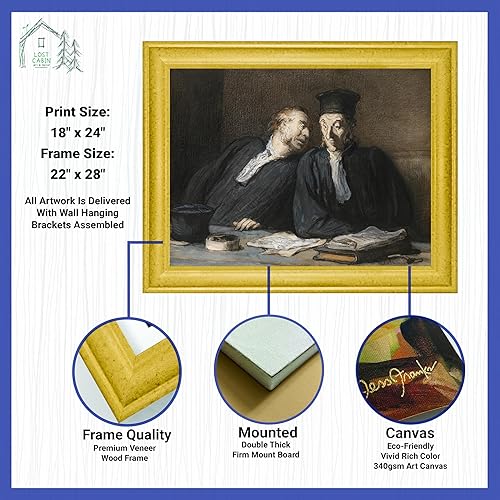 Miniatura 2 de Lost Cabin Two Lawyers Conversing by Honore Daumier  Lienzo en marco biselado dorado  Reproducción de pintura de obras de arte finas  Póster