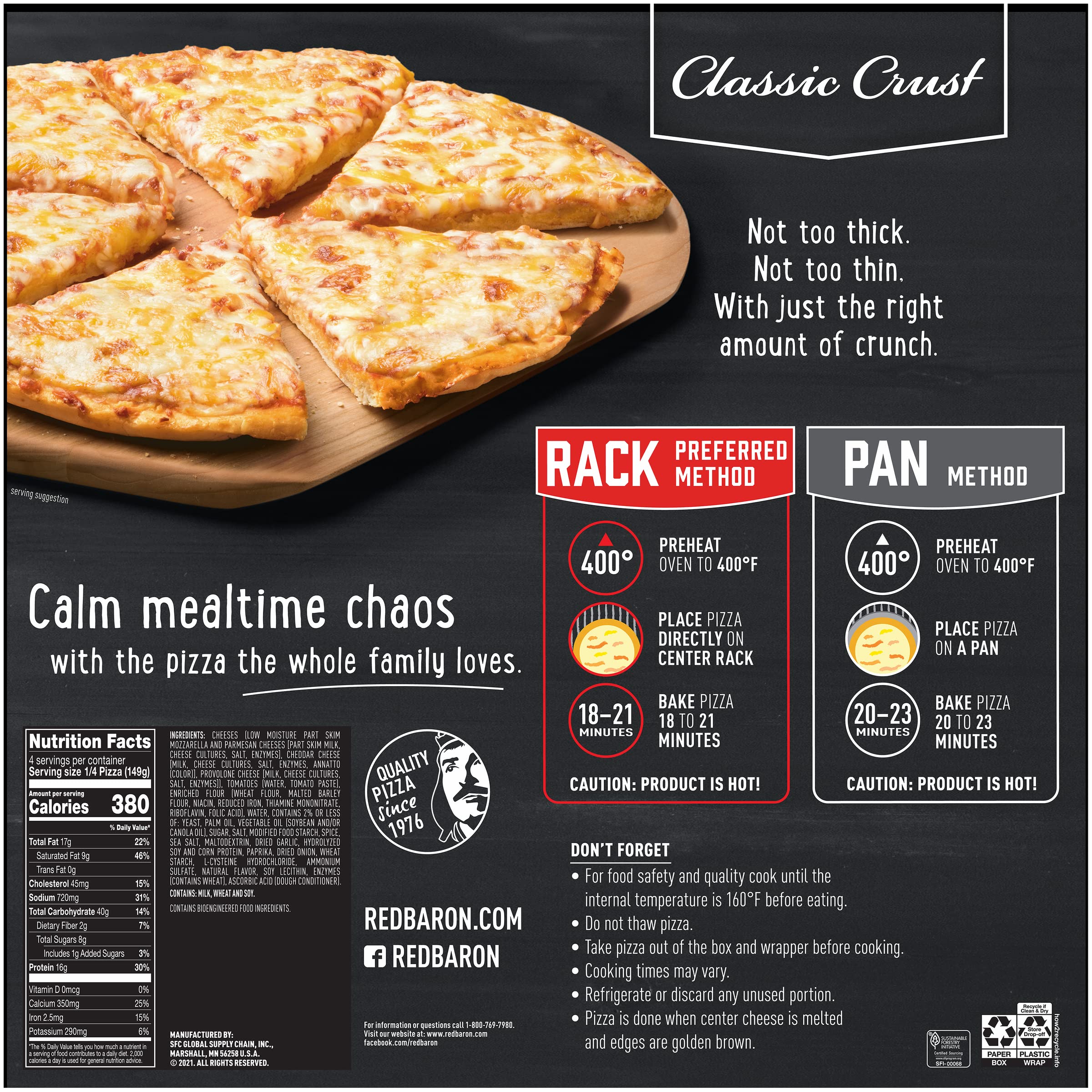 Red Baron Classic Four Cheese Pizza Frozen 21 06 Oz — view 6