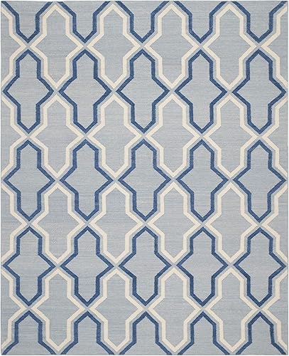 Miniatura 3 de SAFAVIEH Dhurries Collection DHU559B - Alfombra de lana de primera calidad hecha a mano de 9 x 12 pies, color azul claro y azul oscuro