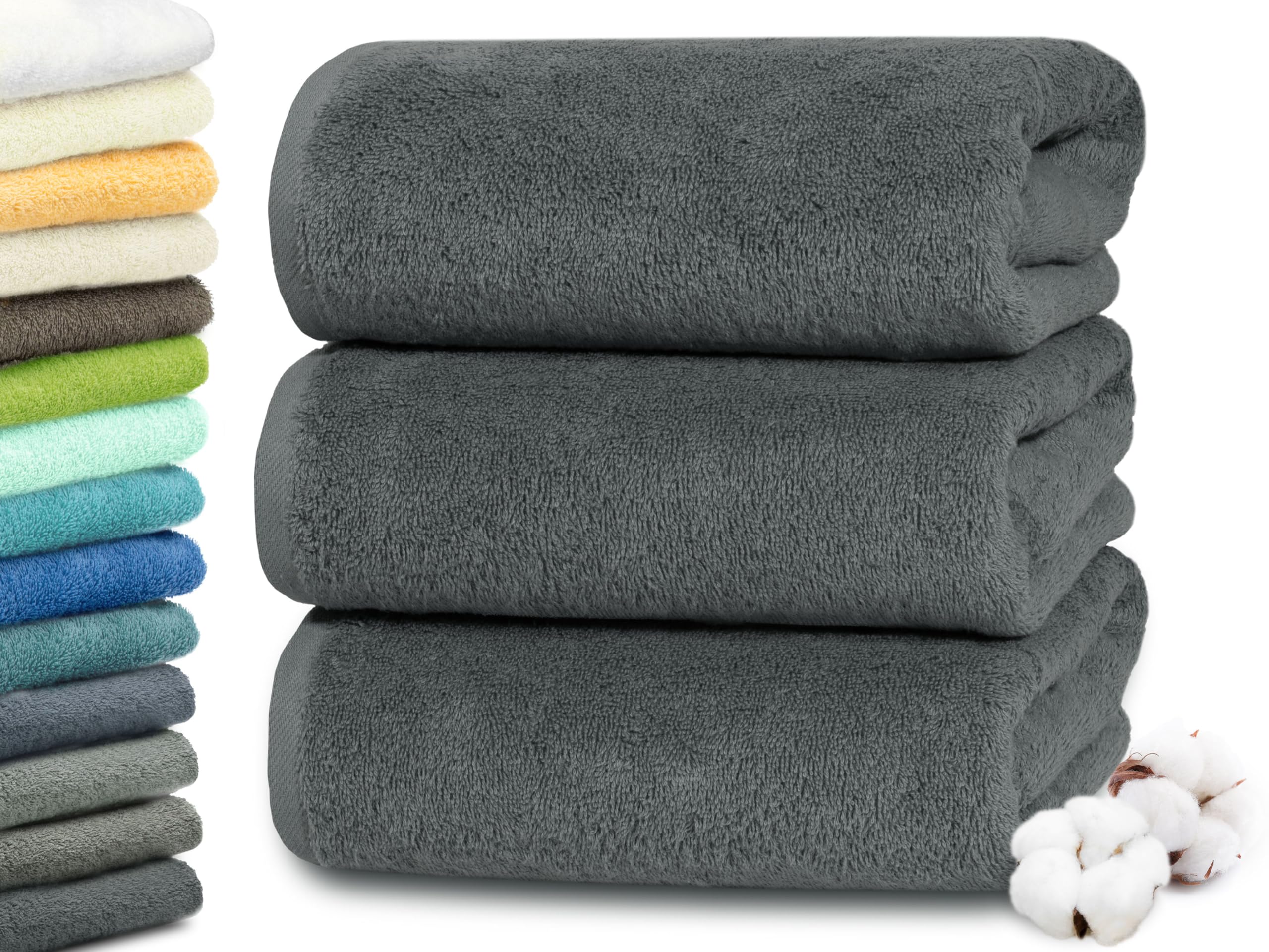 Serviettes de douche ZOLLNER en coton de qualité hôtelière supérieure graphite