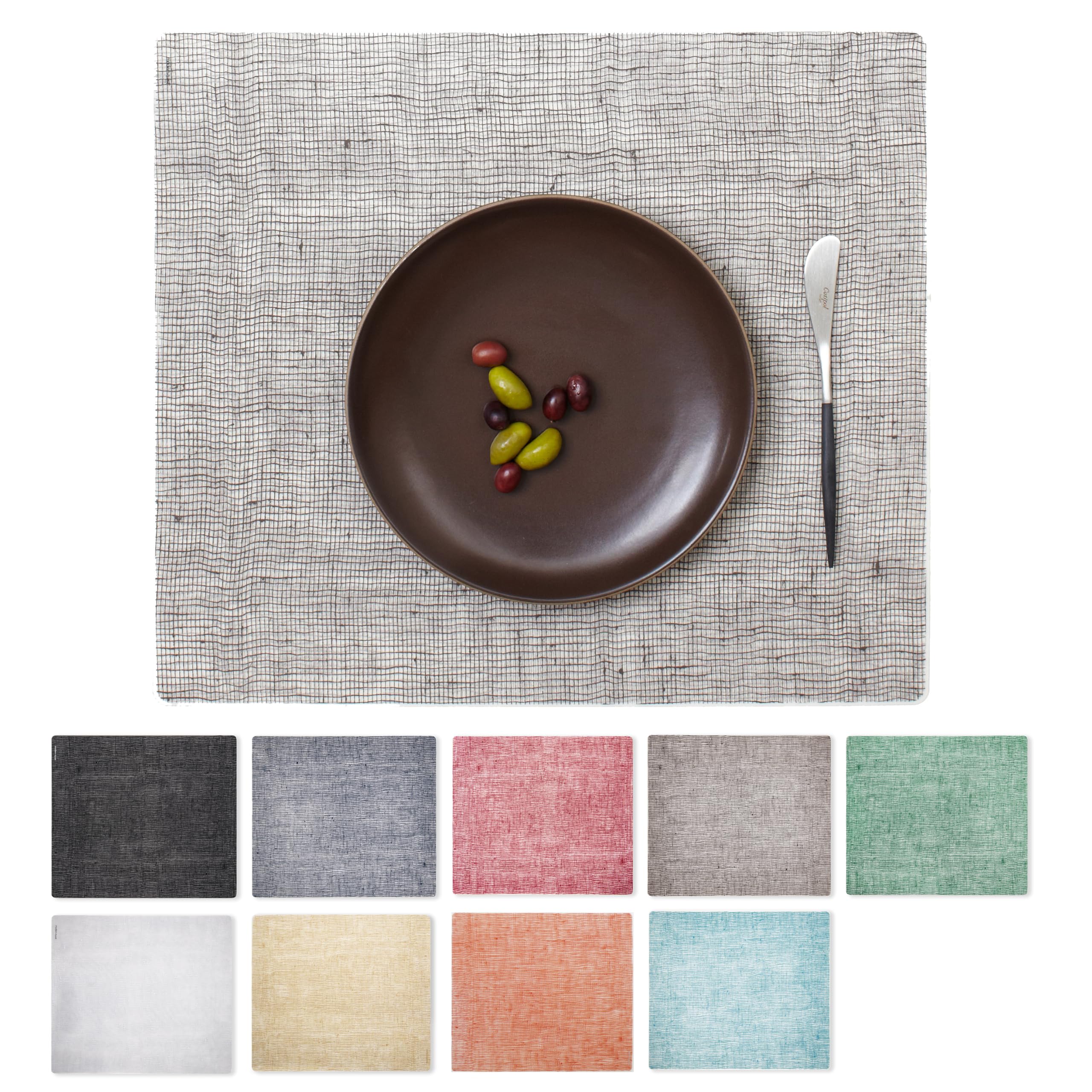 Photo 1 of 14 x 16 Rectangular Silicone Placemat, Linen Print in Chocolate, 1 Count