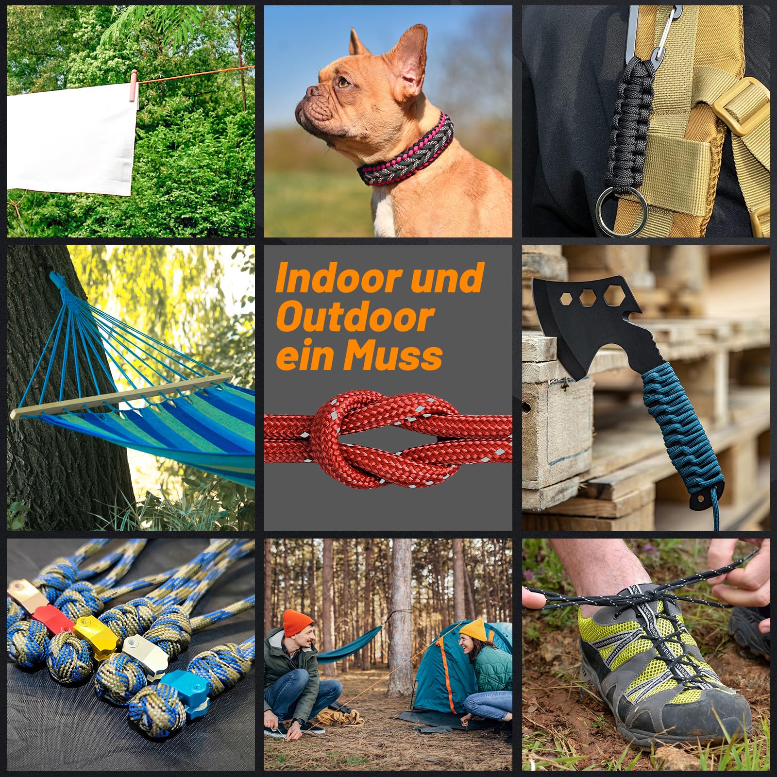 Aystkniet Reflektierendes Paracord, 4mm Paracord Seil mit 11 Kern, Max. 386kg (850lbs), 15/30/60/305m Reißfest Allzweckseil für Outdoor Wandern Camping Survival Basteln,305M Rot