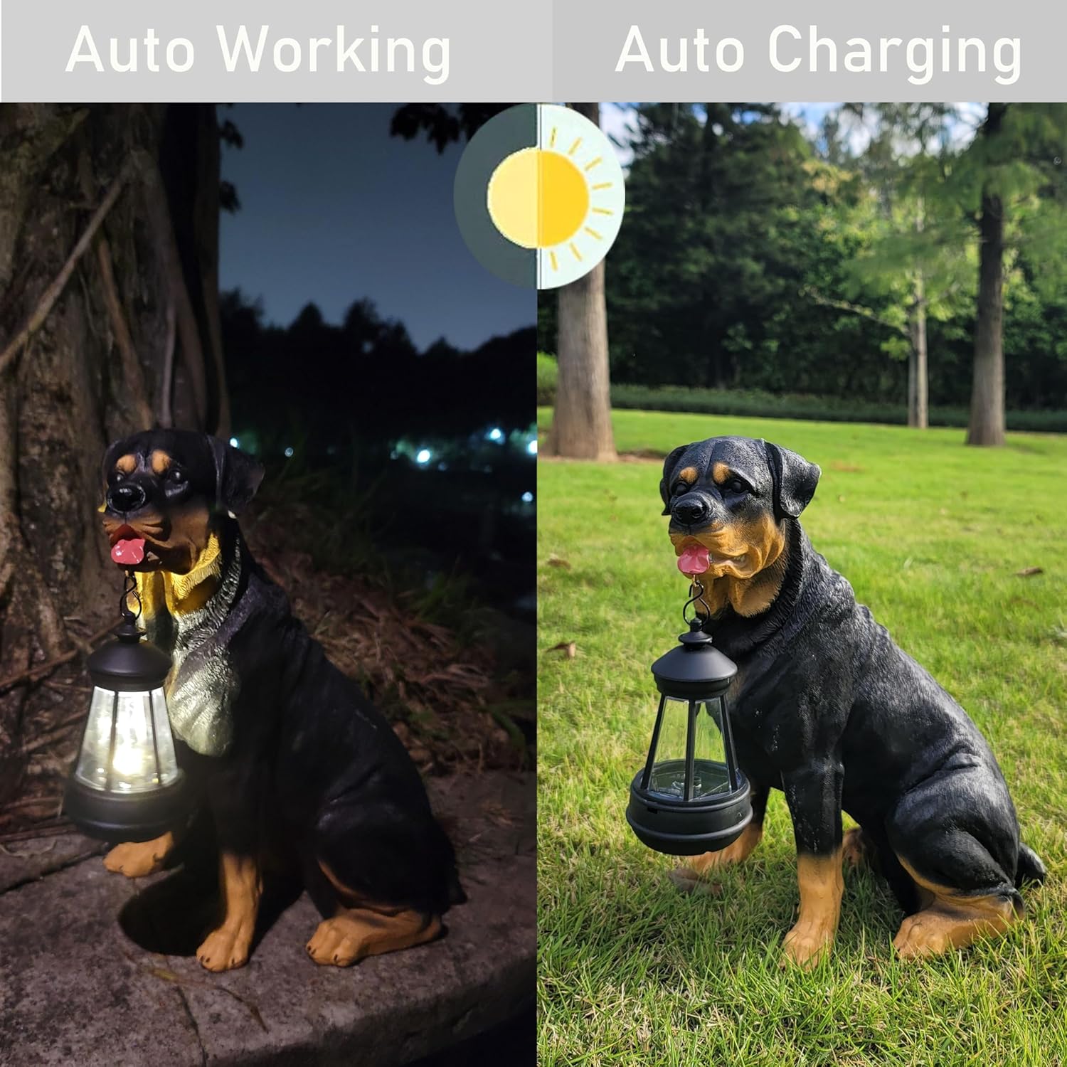 The Resin Handicraft Solar - Powered Hanging Lamp in The Shape of A Simulated Puppy of The Courtyard is Suitable for Places Such As Courtyards, Gardens and Balconies (Ronaway Dog)
