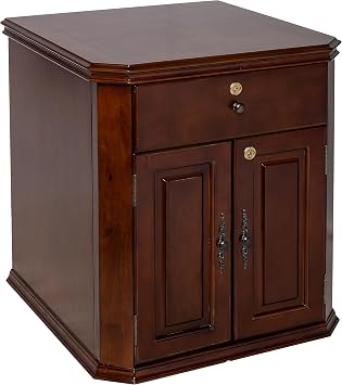 Quality Importers Montegue Cabinet Humidor, for Up to 1500 Cigars, 2 Adjustable Cedar Shelves, 2 Interior A/C outlets
