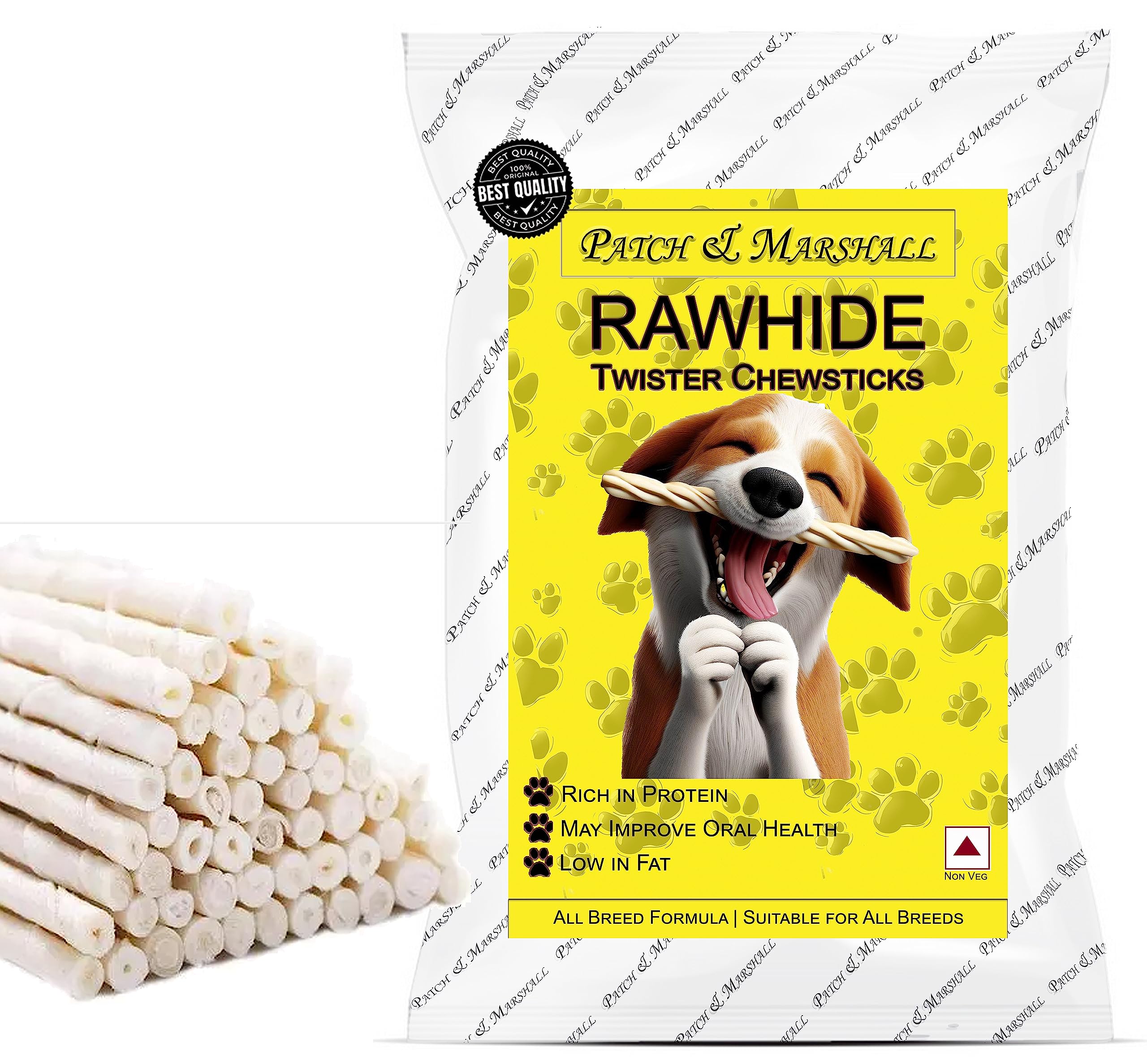 Patch & Marshall Love My Chew More Adult Natural Twisted Rawhide Chew Sticks for Dog, Natural Flavor (400gms) (B0CBFXRG97) Amazon Price History, Amazon Price Tracker