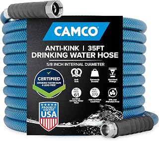 Camco TastePURE 35ft RV Drinking Water Hose - NSF Certified Lead-Free, Kink-Resistant, Heavy-Duty for Campers (22843)