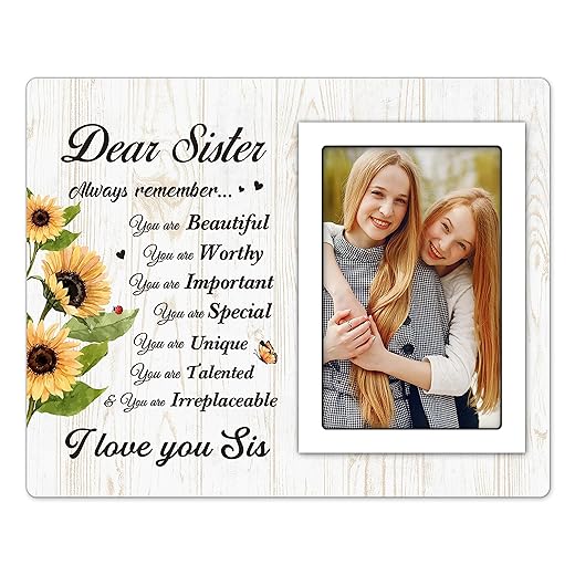 Sister Gifts, Sister Birthday Gift Ideas - Sister Picture Frame - Sister Gifts from Sister Brother, I Love You Sister Gifts for Christmas Mothers Day, Rakhi Gift for Sister, 4x6 Inch Photo