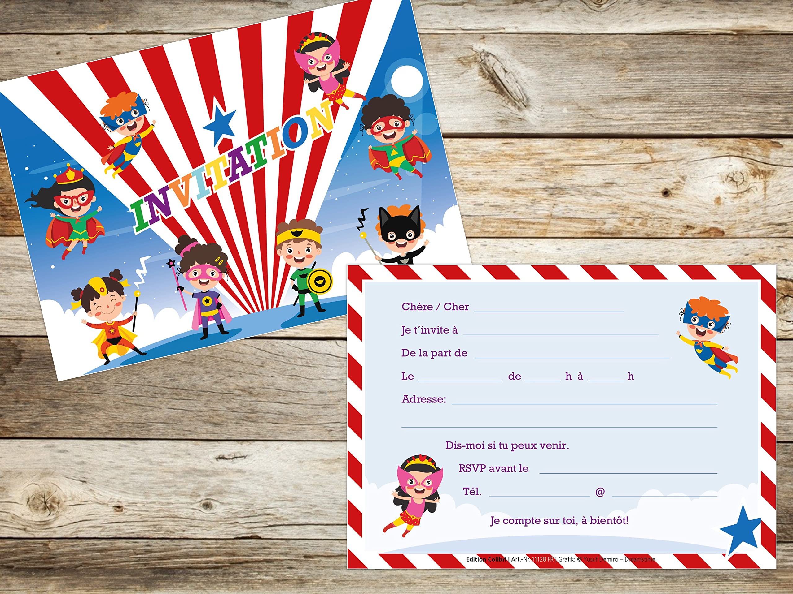 Image secondaire de 10 Cartes d'Invitation Super-Héros en Français - Edition Colibri
