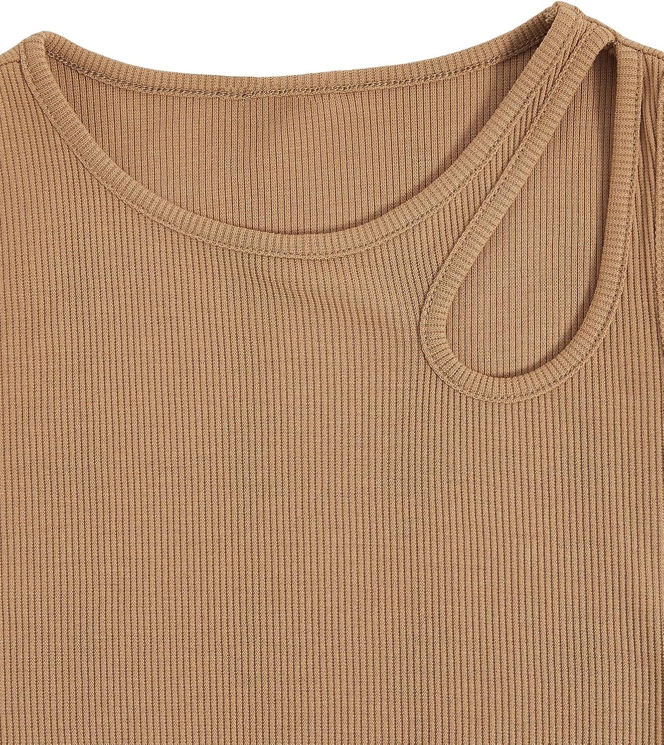 Milumia Girl's 2 Pack Tank Top Ribbed Knit Cut Out Sleeveless Crew Neck Basic Crop Tops