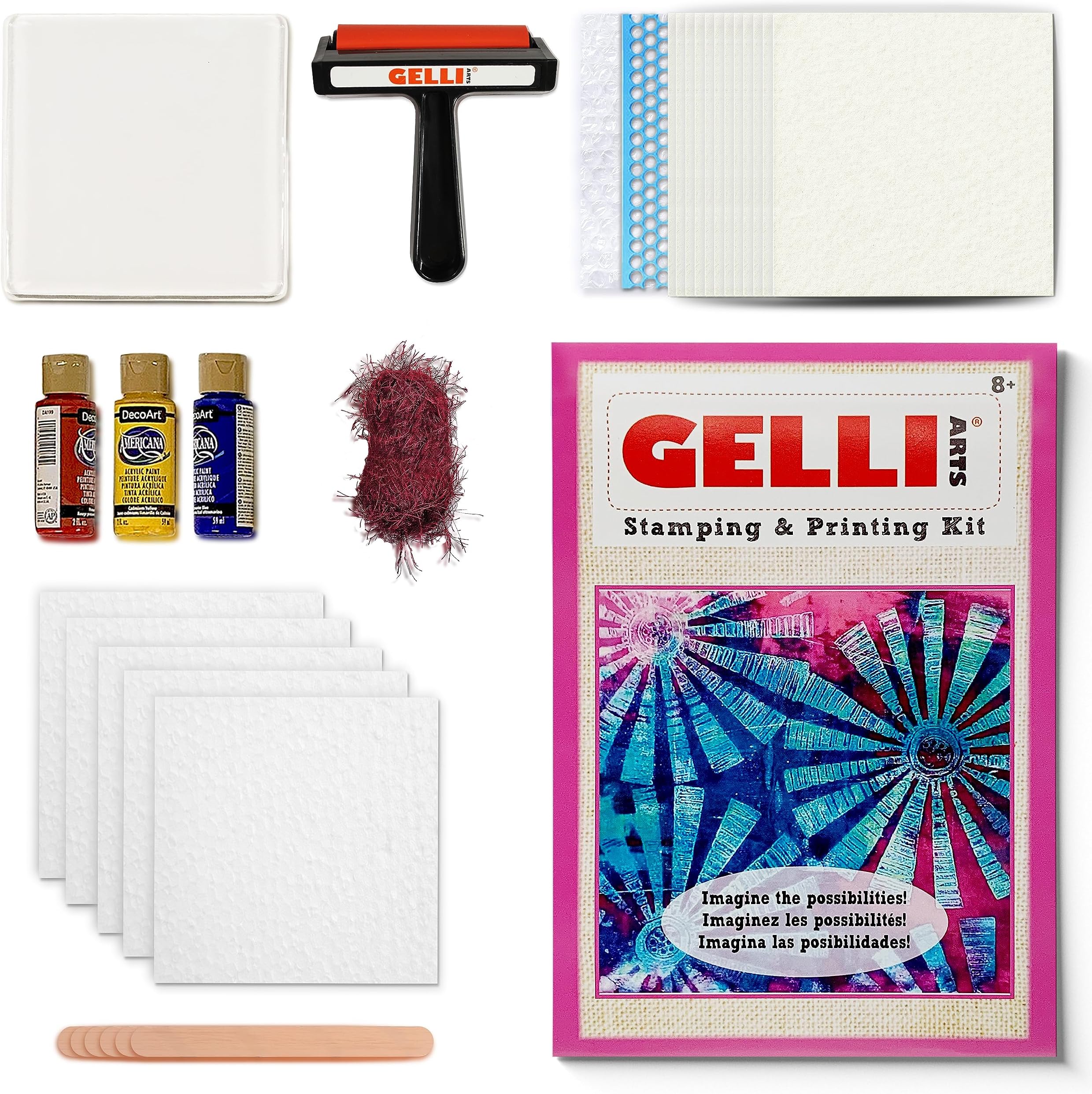 Gelli Arts GL862622000369 Stamping and Printing Kit, Synthetic Material, Multi-Colour, 19 x 16.5 x 11.5 cm
