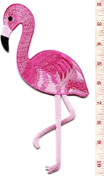 Pink Flamingo Retro Kitsch Embroidered Applique Iron-on Patch Big XL S-1513