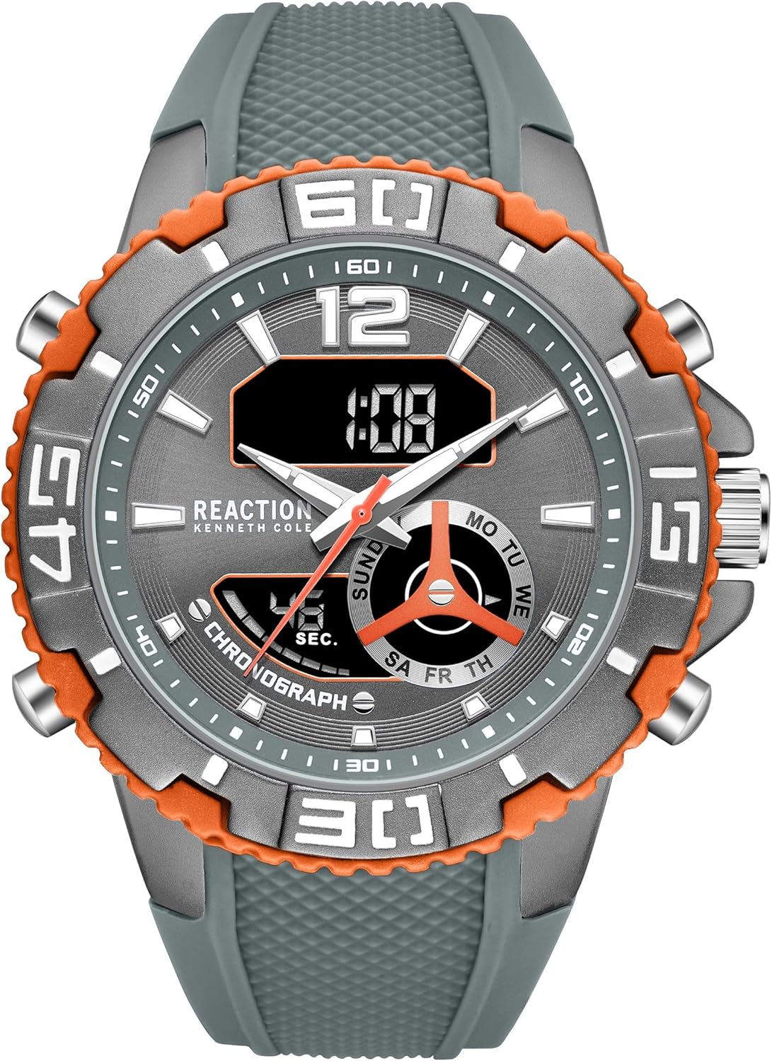 Kenneth Cole REACTION Men’s Ana-Digi Watch – Analog Digital Display, Multi-Function Features, Sport Bezel, Modern Design, Everyday Casual Accessory, Active Lifestyle Fashion Timepiece
