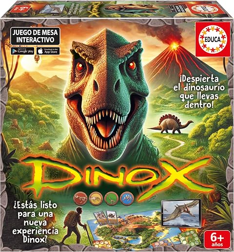 Educa - Dinox Juego de Mesa Interactivo Dinosaurios | Preguntas de Dinosaurios para niños Que despiertan la curiosidad | Juego Educativo de Dinosaurios | A Partir de 6 años (20379)