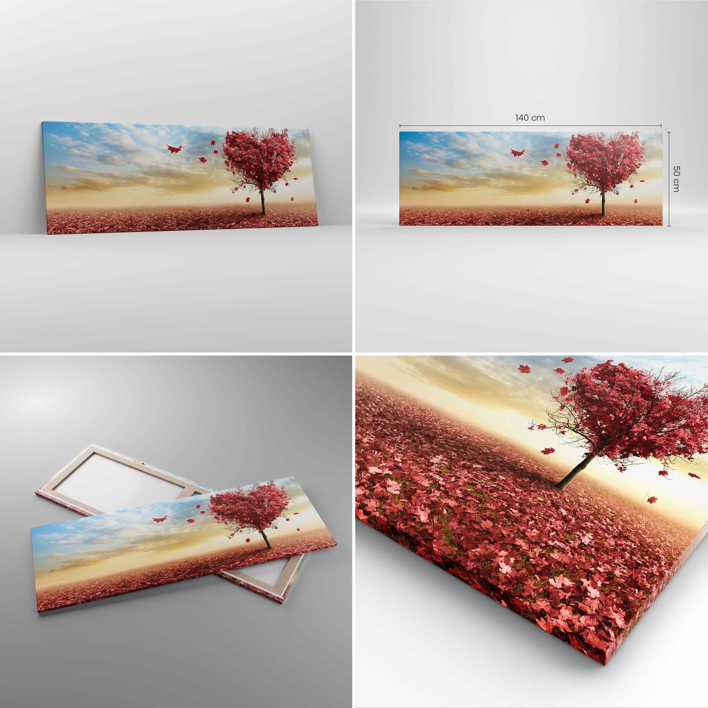 Cuadro sobre Lienzo 140x50cm Moderno Panorámico Paisajes Naturaleza - 2609 | Otoño Árbol Hoja Cuadro Decorativo Grande Arte mural Decoración del Hogar Salón Dormitorio Cocina Oficina Cuadros de Pared