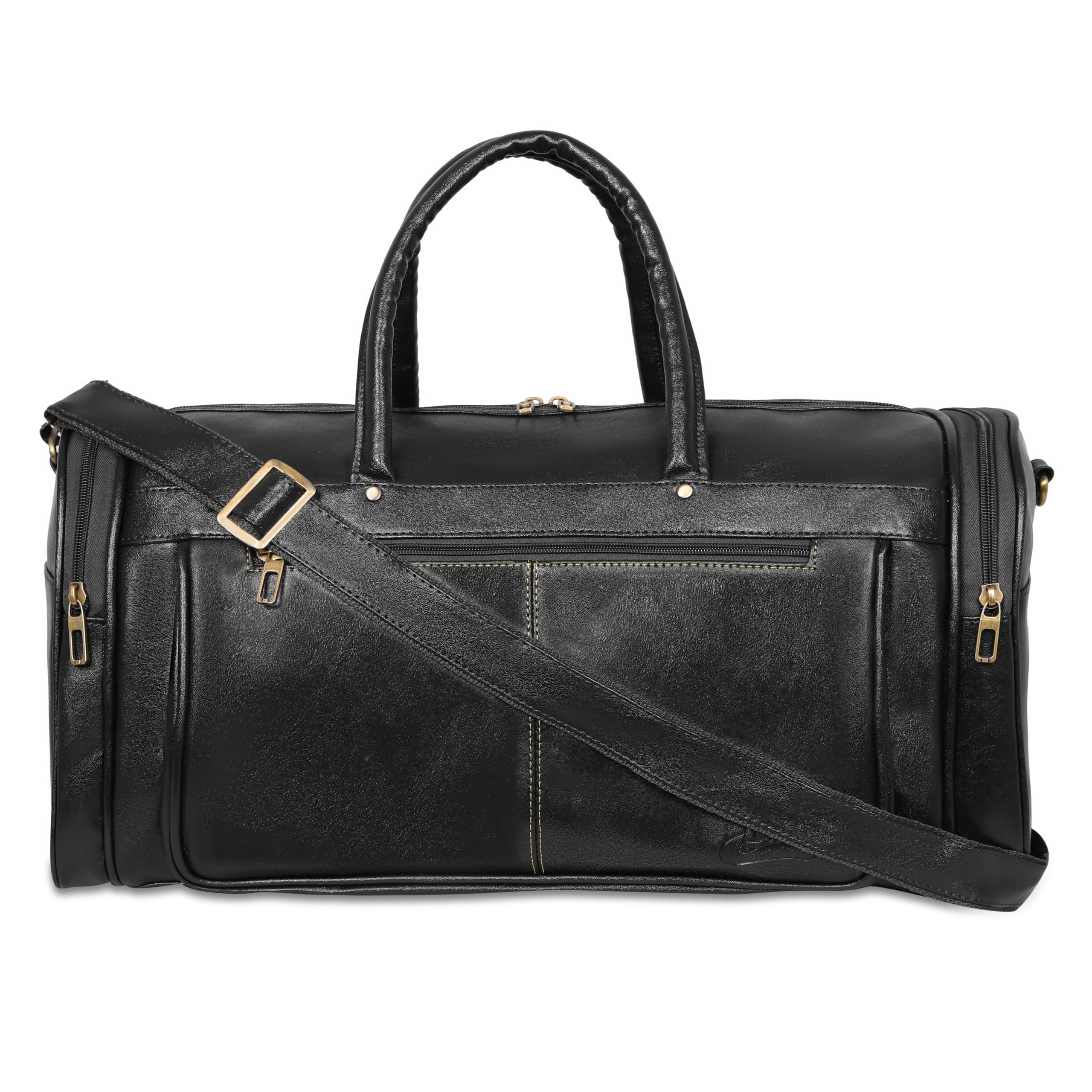 Leather Duffle Bag for Men | Travel, Gym, Sports & Overnight Bag - Black-image-22