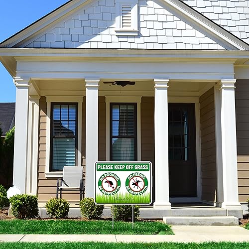 Vista 6 de 2 carteles con estacas para perro sin caca ni orina, 12 x 9 pulgadas, plástico corrugado, mantiene a los perros fuera del césped, repelente