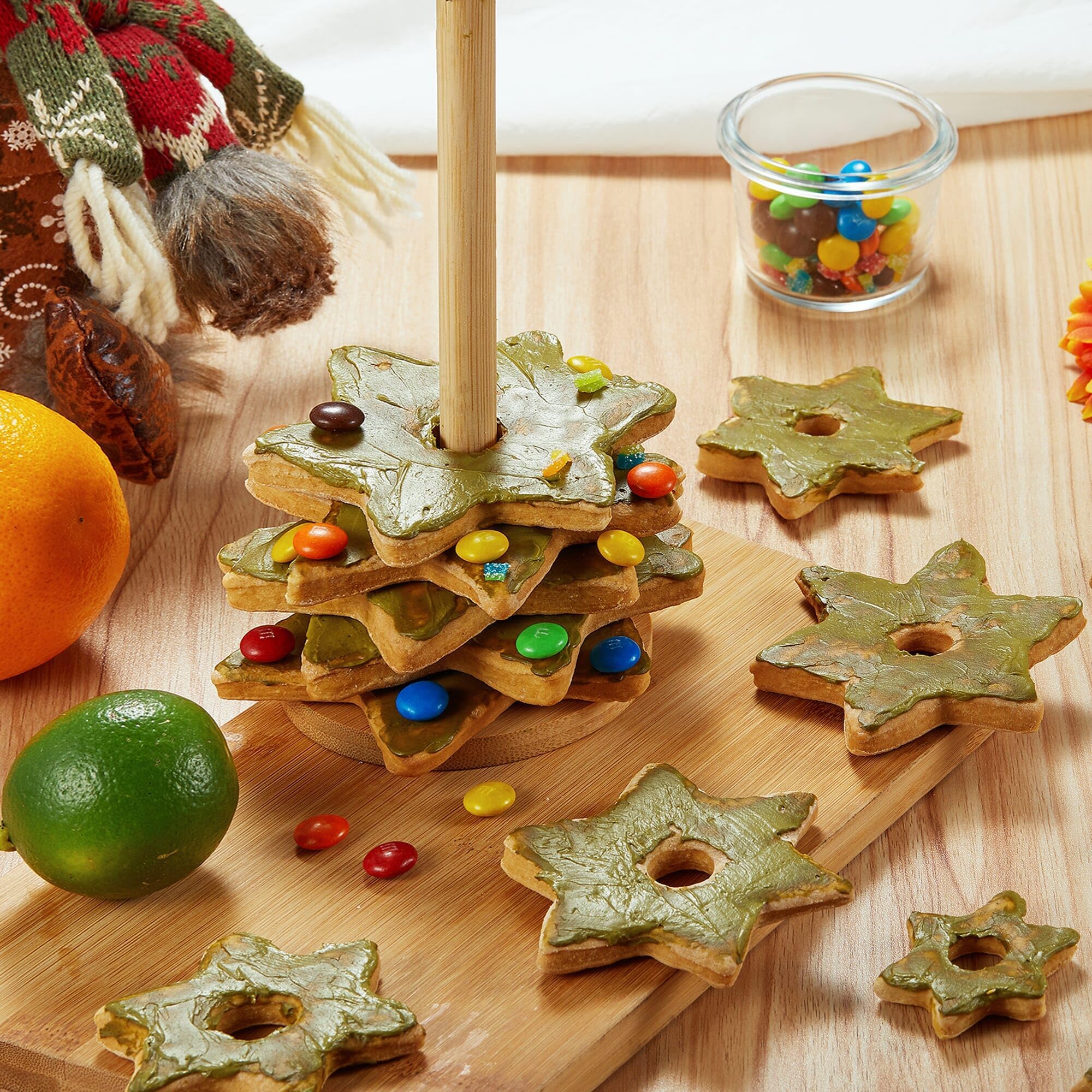 Juego de cortador de galletas estrella, 10 PCS Star Shaped Biscuit Molds, 3D Christmas Tree Cookies con pantalla de galletas Like, Moldes de acero inoxidable para vacaciones de invierno Navidad