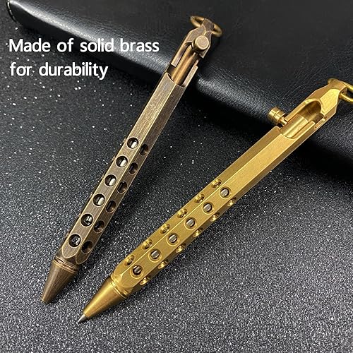 Miniatura 7 de Bolt Action - Bolígrafo táctico de metal con seis filos, de latón macizo, con recambios y clip, para negocios, Navidad, cumpleaños (negro)
