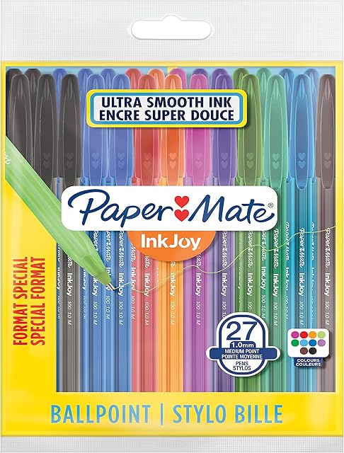 Długopisy Paper Mate InkJoy 100ST | Średnia końcówka (1,0 mm) | Asortyment wesołych kolorów | 27 szt.