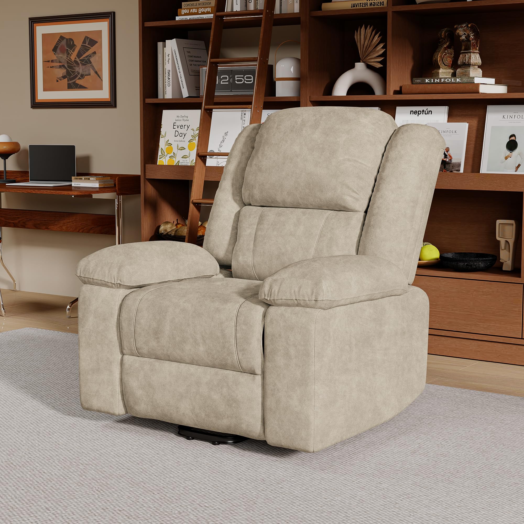 Fauteuil Releveur Électrique,Fauteuil Massant Relax avec Fonction Massage et Chaleur,Aide à la Verticalisation, Massage, Chauffage, Repose-Pieds, Poches, Port USB, Tissu Éponge (Beige)