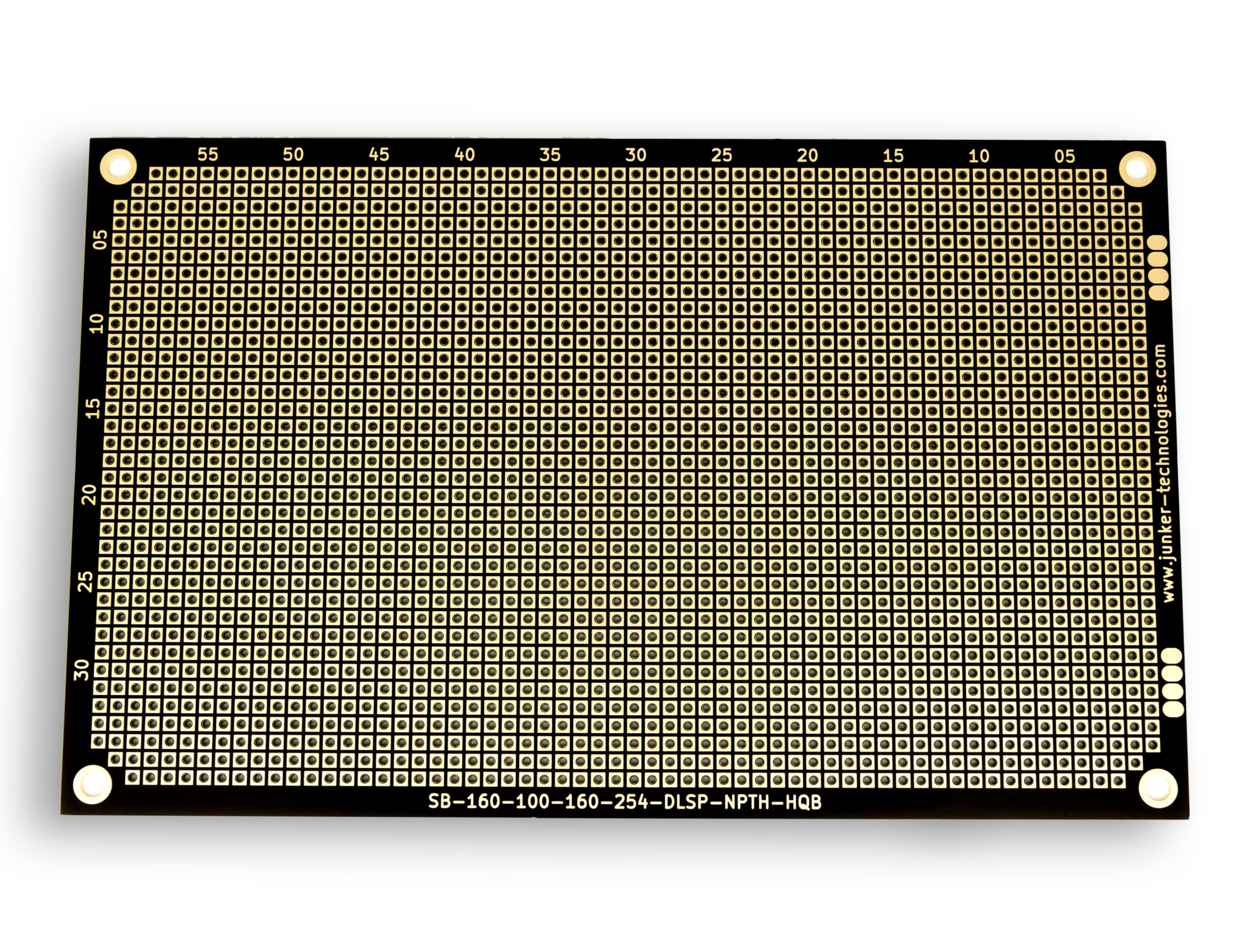Premium Lochrasterplatine (3er Pack) | 160 x 100 mm | Doppelseitig | Quadratische Pads | Schwarz | NPTH | 2,54 mm Rastermaß