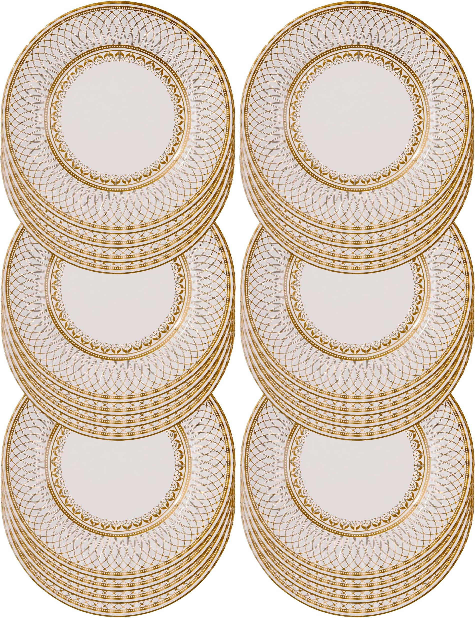 Talking Tables 24 x Large Gold Disposable Paper Plates 26cm - White & Gold Design, Strong Recyclable Tableware for Christmas, Birthdays & Weddings