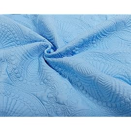 MONOBLANKS Baby Quilt Personlized Monogram Lightweight Embossed Scalloped Throw Blanket Four Seasons (Blue)