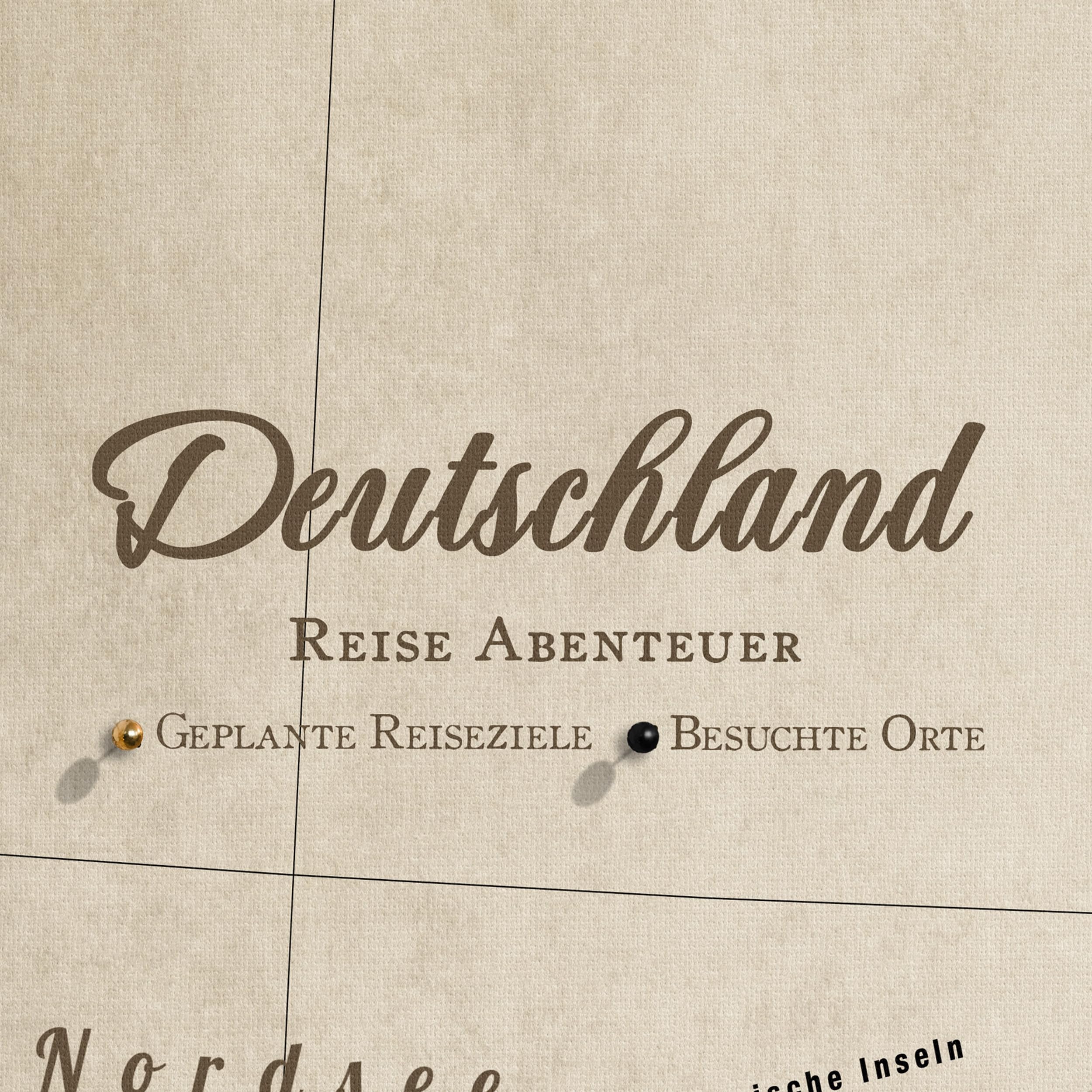 Canvas Deutschlandkarte mit Pinnwand Kork zum Pinnen der Reiseziele - Wanddeko für Jeden Raum - Hochwertige Leinwand Bilder mit Deutschlandkarte (70x50 cm, Muster 2)