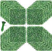 Vista 9 de ZXMOTO Paneles de seto de boj artificiales de 20 x 20 pulgadas, 12 paneles de boj artificiales, plantas de seto topiario, decoración de pared
