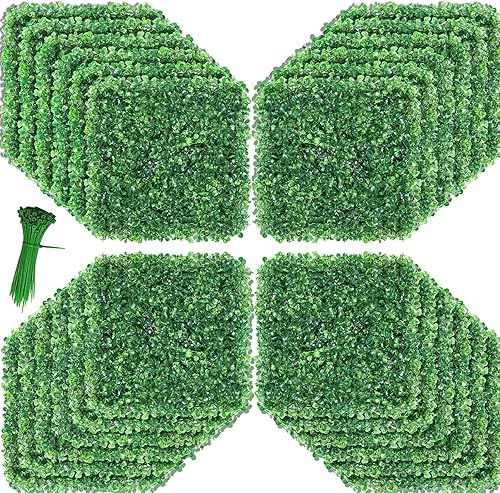 Miniatura 8 de ZXMOTO Paneles de seto artificiales de boj, 24 piezas de plantas de seto topiario, decoración de pared de césped sintético, para decoración de