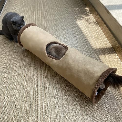 Miniatura 8 de Petest Túnel para gatos, cómodo túnel plegable con bola de felpa para aliviar el aburrimiento, para conejos, gatitos, hurones, cachorros y perros