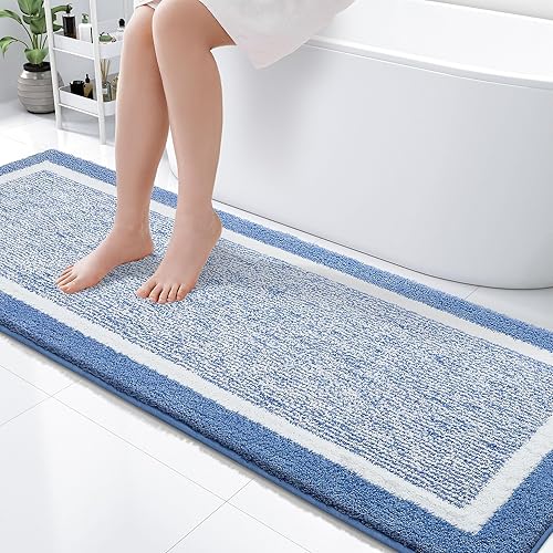 Miniatura 18 de OLANLY - Alfombras de baño de 30x20, tapete de baño extra suave y absorbente de microfibra, antideslizante, lavable a máquina, secado rápido, Azul