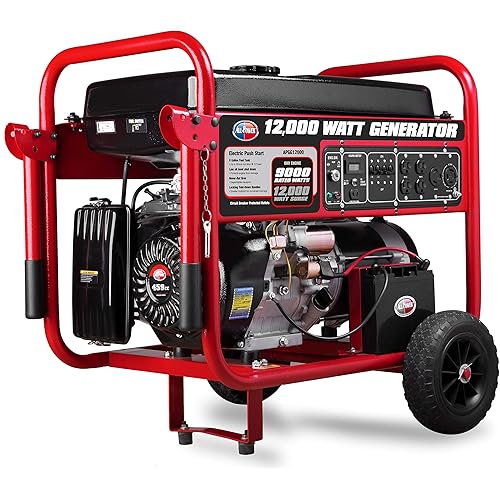 12,000 Watt Generator Gasoline Powered, JD Engine Electric Start Portable Wheel Kit