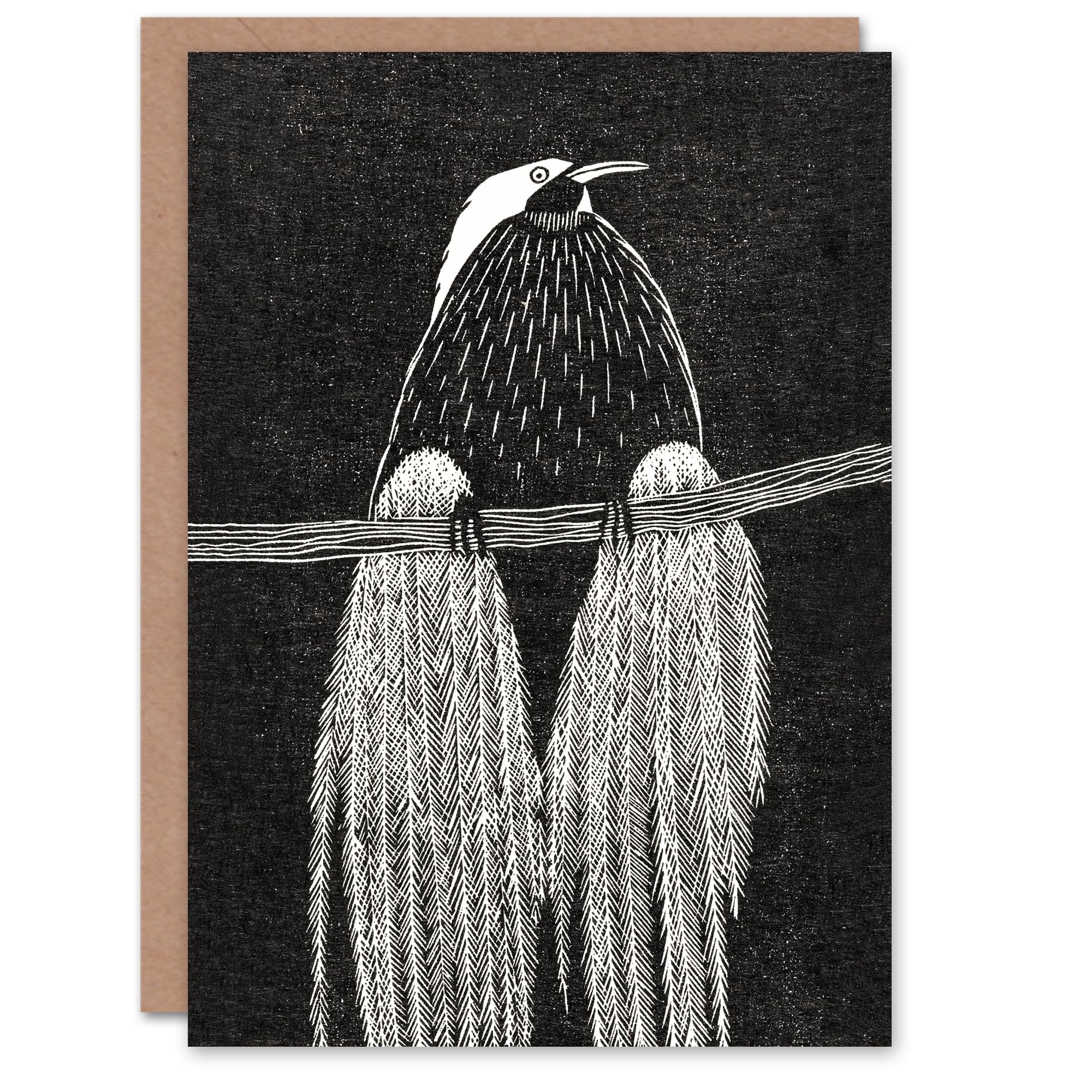 Artery8 Greeting Card - Stylised Bird of Paradise - White