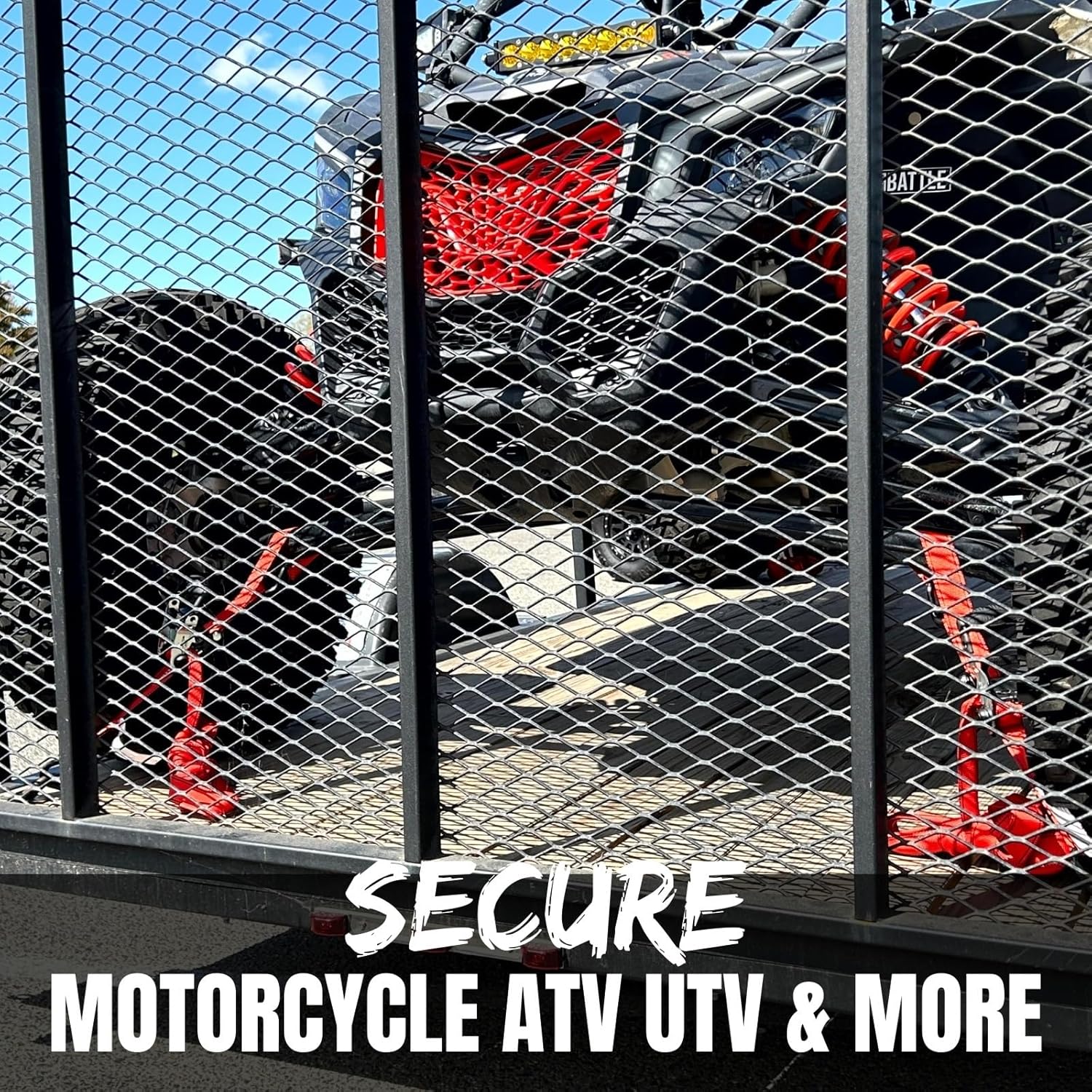 4 Pack Ratchet Tie Down Straps, 1.5 inch x 12ft, 4400 LBS Break Strength for ATV, UTV, Motorcycle, Pickup Truck, Trailer, Rubber Coatded S-Hook and Soft Loop - Image 3