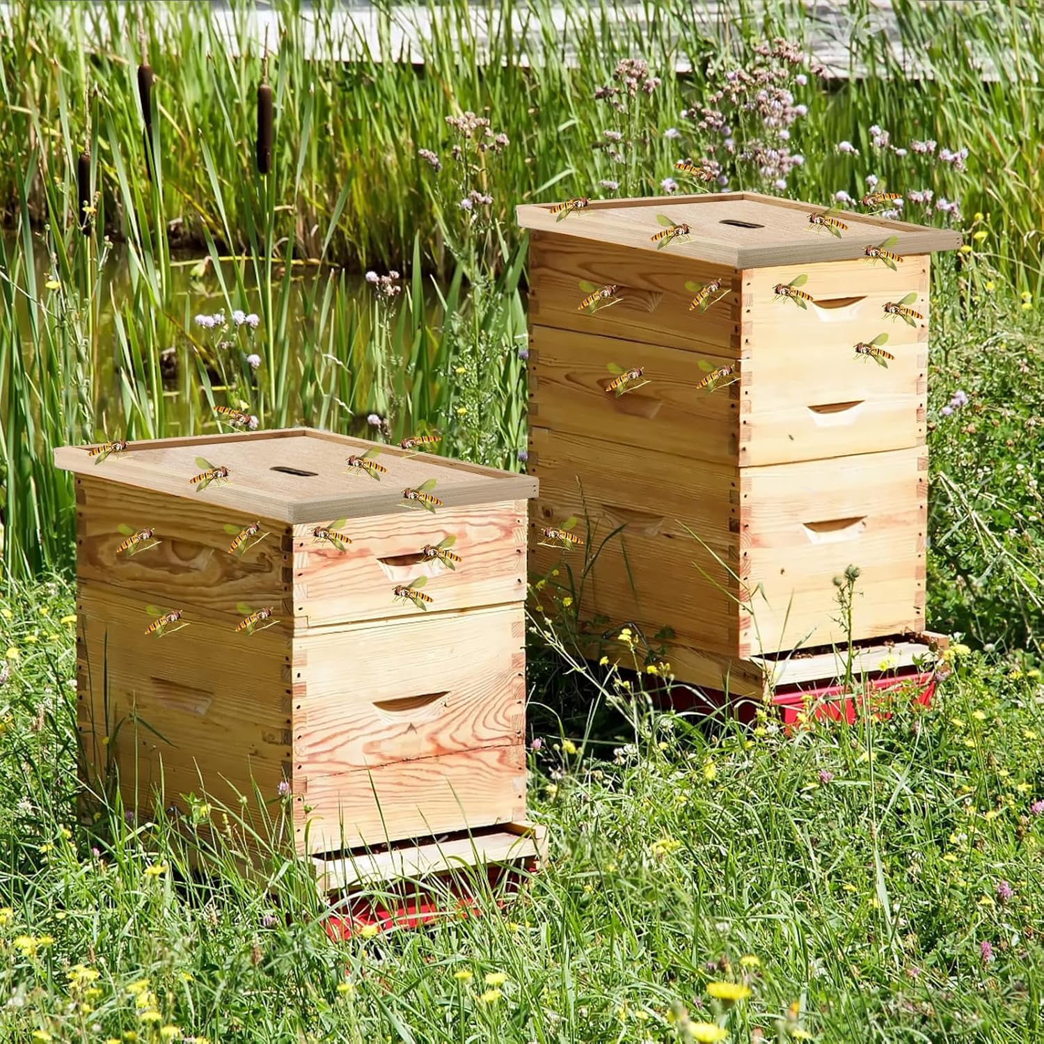 4 Beehive Inner Covers for 10 Frame Hive w/Feeding Hole, Insulation, Ventilation - Beekeeping Tool Accessory (4 Pack)