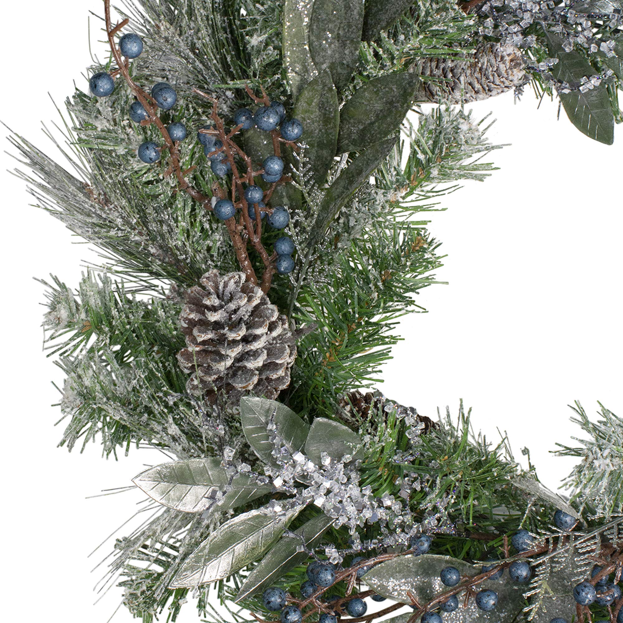 Northlight Mixed, Berries and Snowy Pine Cones Artificial Christmas Wreath-Unlit, 24
